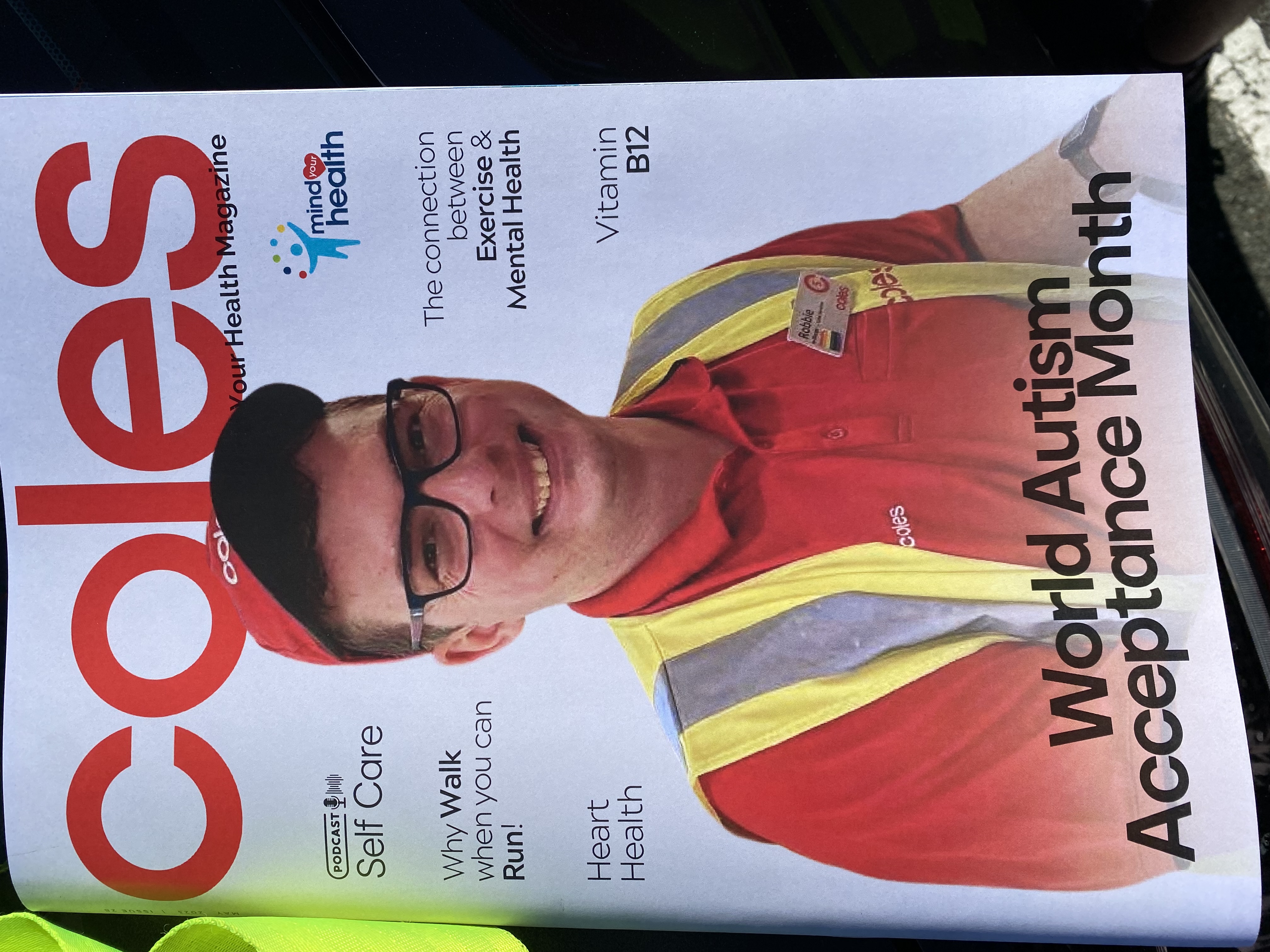 Coles Magazine with a photo of Robbie on the front
