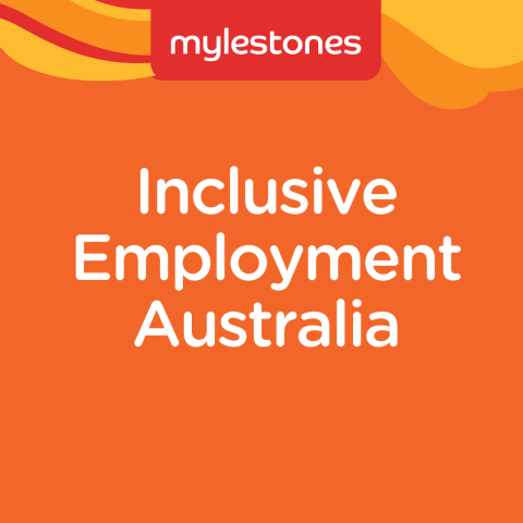 Orange box with the words inclusive employment australia 